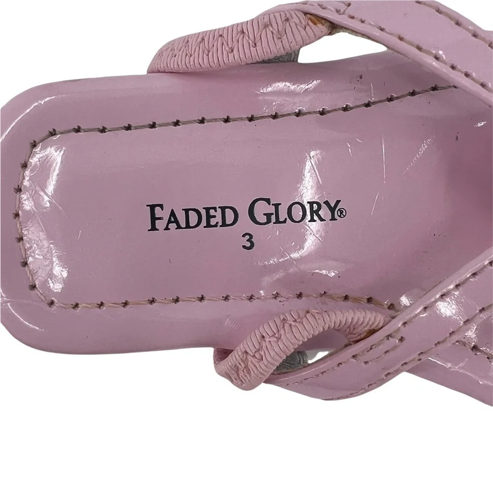 Faded Glory Patent Pink Thong Back Strap Sandals Size 3 Toddler Girl's